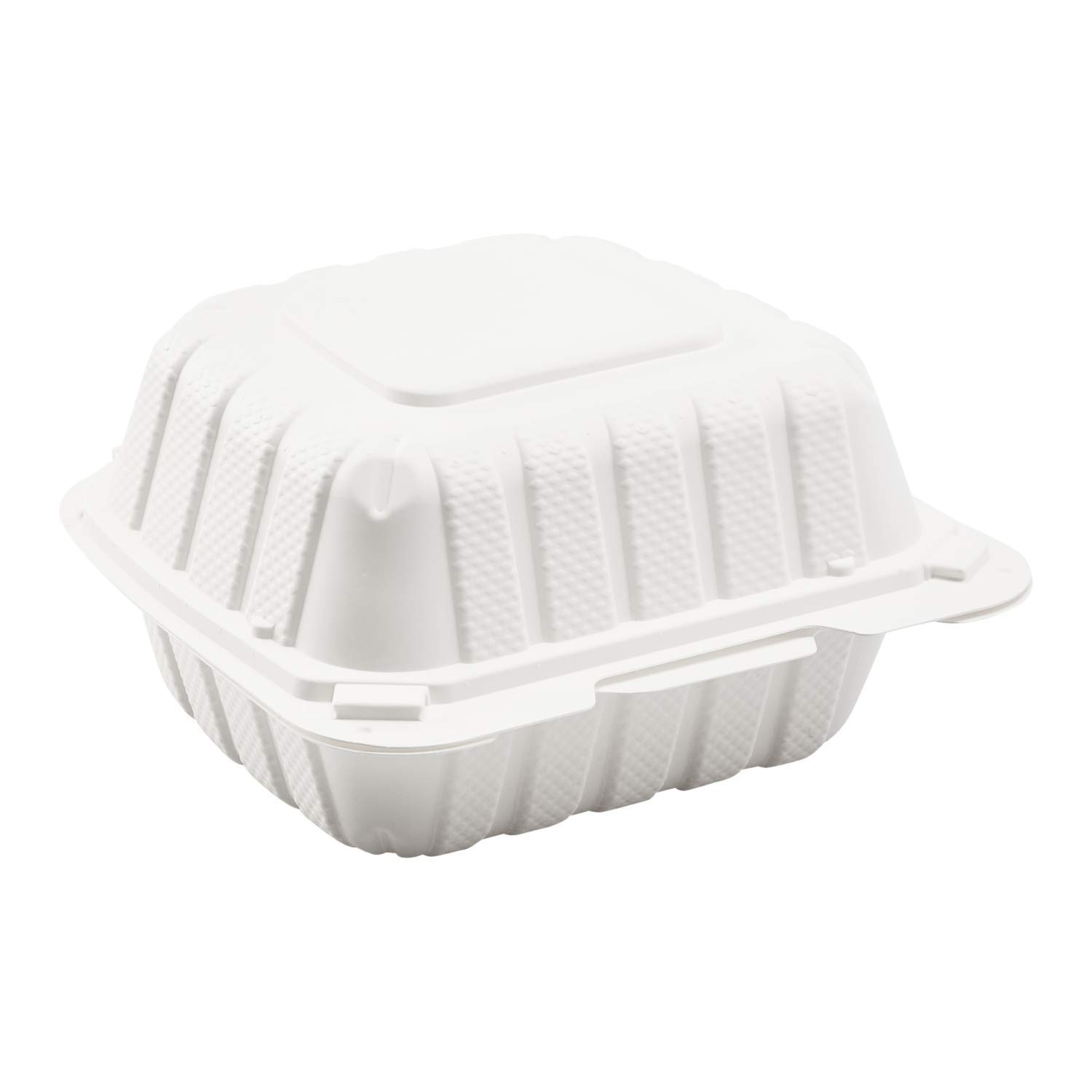 6631W Emerald White Mineral Filled Hinged Food Containers, 6-in x6-in x-3-in, 1 Compartment (250ct)
